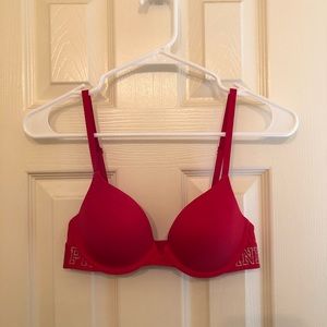 PINK Red Basic Bra
